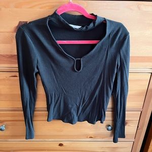 black cut out shirt
